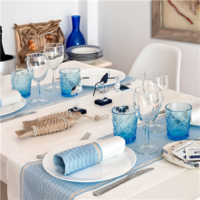 NAPPE 'LIKE LINEN - AZUR' 70 G/M2 1,20x25 M BLANC/BLEU SPUNLACE (1 UNITÉ) – Image 3