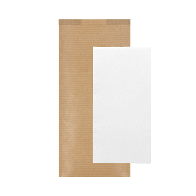 SERVIETTES D.P RECYCLÉES EMBALLÉES 'JUST IN TIME CLOSED'  40 + 10PE G/M2 11x25 CM NATUREL KRAFT VERGÉ (300 UNITÉ)