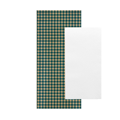 SERVIETTES BLANCHES AIRLAID EMBALLÉES 'JUST IN TIME CLOSED'  40 + 10PE G/M2 11x25 CM BLEU VICHY KRAFT VERGÉ (300 UNITÉ)