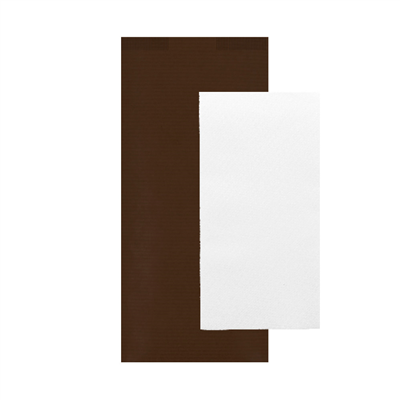 SERVIETTES BLANCHES AIRLAID EMBALLÉES 'JUST IN TIME CLOSED'  40 + 10PE G/M2 11x25 CM CHOCOLAT KRAFT VERGÉ (300 UNITÉ)