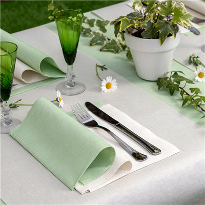 SERVIETTES 'LIKE LINEN' 70 G/M2 40x40 CM VERT POMME SPUNLACE (600 UNITÉ) – Image 2