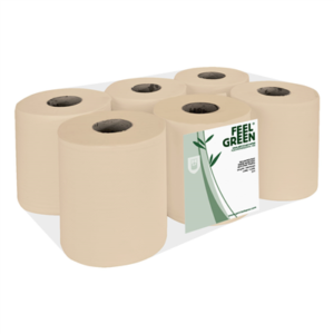 ESSUIE-MAINS "MAXI BARRIL" ECOLABEL 2 PLIS - BOBINE 1KG  19 G/M2 Ø 19x21,6 CM NATUREL PAPIER RECYCLÉ (6 UNITÉ)