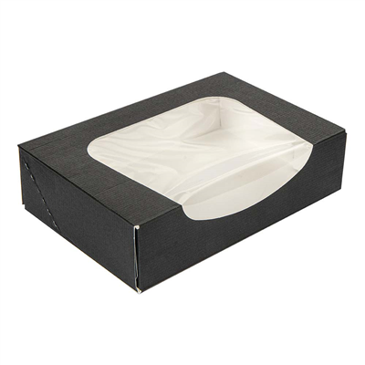 RÉCIPIENTS SUSHI+FÊNETRE 'THEPACK' 230 G/M2 + OPP 17,5x12x4,5 CM NOIR CARTON ONDULÉ NANO-MICRO (400 UNITÉ)