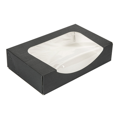 RÉCIPIENTS SUSHI+FÊNETRE 'THEPACK' 230 G/M2 + OPP 19,7x12x4,5 CM NOIR CARTON ONDULÉ NANO-MICRO (400 UNITÉ)