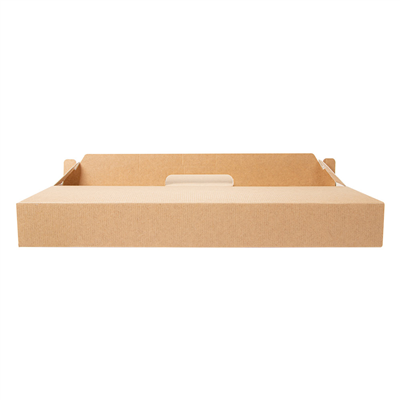 BOÎTES AVEC ANSE 'THEPACK' 330 G/M2 32x32x3,8 CM NATUREL CARTON ONDULÉ MICROCANAL (100 UNITÉ) – Image 2