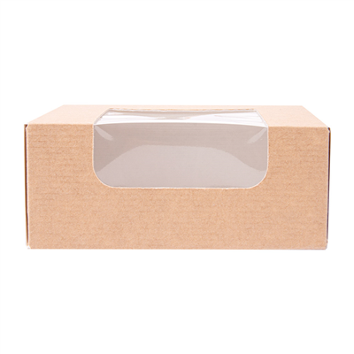 RÉCIPIENTS SUSHI+FÊNETRE 'THEPACK' 220 G/M2 + OPP 10x10x4 CM MARRON CARTON ONDULÉ NANO-MICRO (400 UNITÉ) – Image 2
