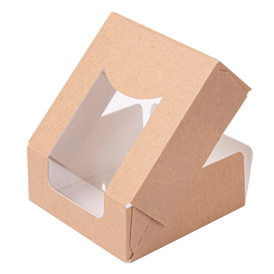 RÉCIPIENTS SUSHI+FÊNETRE 'THEPACK' 220 G/M2 + OPP 10x10x4 CM MARRON CARTON ONDULÉ NANO-MICRO (400 UNITÉ) – Image 3