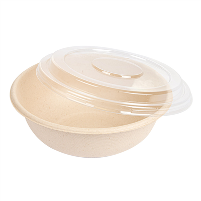 COMBO SALADIERS+COUVERCLES 'BIONIC' 750 ML Ø 17,5x7,8 CM NATUREL BAGASSE (200 UNITÉ) – Image 2
