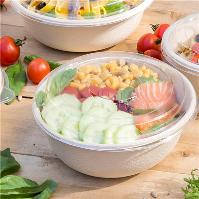 COMBO SALADIERS+COUVERCLES 'BIONIC' 750 ML Ø 17,5x7,8 CM NATUREL BAGASSE (200 UNITÉ) – Image 3