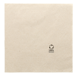 SERVIETTES ECOLABEL 2 PLIS 'PAPER PACK' 18 G/M2 39x39 CM NATUREL OUATE RECYCLÉE (1600 UNITÉ)