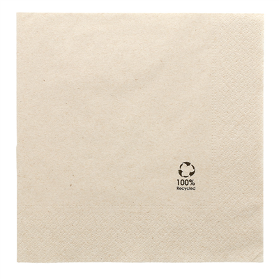SERVIETTES ECOLABEL 2 PLIS 'PAPER PACK' 18 G/M2 39x39 CM NATUREL OUATE RECYCLÉE (1600 UNITÉ)