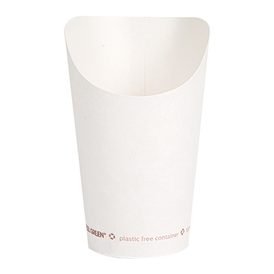 GOBELETS À FRITES OUVERT 'COMPOSTABLE' 16 OZ - 480 ML 242 G/M2 Ø8,5x13,5 CM BLANC CARTON (1000 UNITÉ) – Image 2