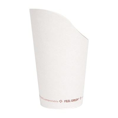 GOBELETS À FRITES OUVERT 'COMPOSTABLE' 16 OZ - 480 ML 242 G/M2 Ø8,5x13,5 CM BLANC CARTON (1000 UNITÉ) – Image 3