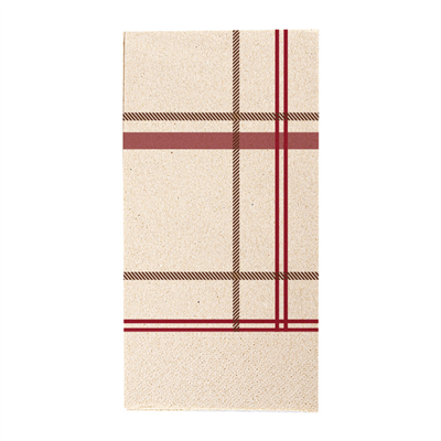 SERVIETTES ECOLABEL 2 PLIS P. 1/8 'TARTAN' 18 G/M2 40x40 CM NATUREL OUATE RECYCLÉE (1800 UNITÉ)