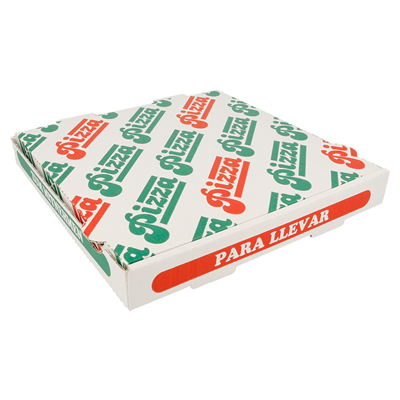 BOÎTES PIZZA MICROCANNELURE 100% VIERGE  340 G/M2 26x26x3,5 CM BLANC CARTON (100 UNITÉ)