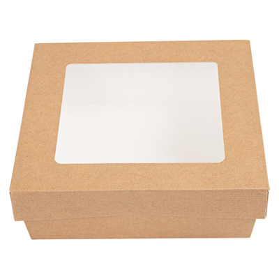 PETITES BOÎTES+COUVERCLES AVEC FÊNETRE 'THEPACK' 750 ML 220 G/M2 + 12PP + OPP 14x14x5 CM NATUREL CARTON ONDULÉ NANO-MICRO (250 UNITÉ) – Image 3