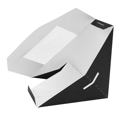 BOÎTES SANDWICH AVEC FENÊTRE 'THEPACK'  230 G/M2 + OPP 12,4x12,4x5,5 CM NOIR CARTON ONDULÉ NANO-MICRO (500 UNITÉ) – Image 4