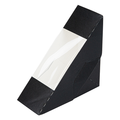 BOÎTES SANDWICH AVEC FENÊTRE 'THEPACK'  230 G/M2 + OPP 12,4x12,4x5,5 CM NOIR CARTON ONDULÉ NANO-MICRO (500 UNITÉ)