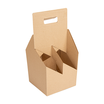 PORTE-BOUTEILLES, 4 BOUTEILLES 'THEPACK'  330 G/M2 15x15x32 CM NATUREL CARTON ONDULÉ MICROCANAL (200 UNITÉ)