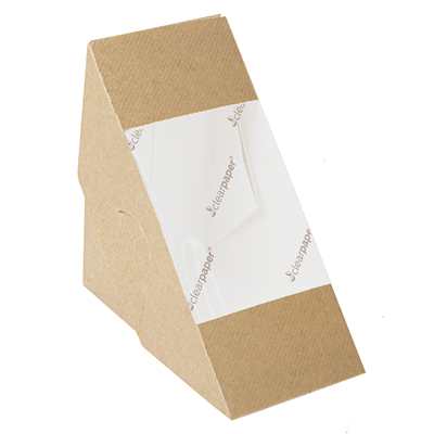BOÎTES À SANDWICH FENÊTRE ECO-SIMPLE 'THEPACK'  220 G/M2 12,4x12,4x7,5 CM NATUREL CARTON ONDULÉ NANO-MICRO (500 UNITÉ)