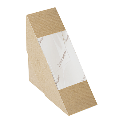BOÎTES À SANDWICH FENÊTRE ECO-SIMPLE 'THEPACK'  220 G/M2 12,4x12,4x5,5 CM NATUREL CARTON ONDULÉ NANO-MICRO (500 UNITÉ)