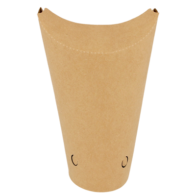 GOBELETS À FRITES AVEC FERMETURE 26 OZ - 780 ML 275 + 25PE G/M2 11x15,7 CM MARRON CARTON (450 UNITÉ)