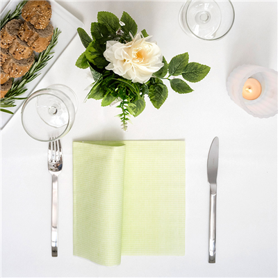 SERVIETTES P. 1/4 'LIKE LINEN - IPANEMA' 70 G/M2 40x40 CM PISTACHE SPUNLACE (600 UNITÉ) – Image 2