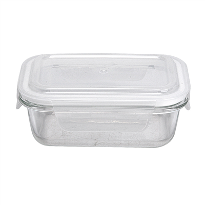 RÉCIPIENTS RECTANGULAIRES AVEC COUVERCLE 'WAKI GLASS' 370 ML 15,4x11,2x6 CM TRANSPARENT VERRE (6 UNITÉ)