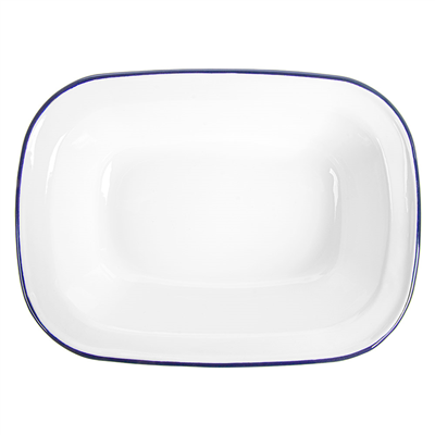 BOLS RECTANGULAIRES 'ENAMELWARE' 980 ML 26x19x5,5 CM BLANC ACIER ÉMAILLÉ (6 UNITÉ) – Image 3
