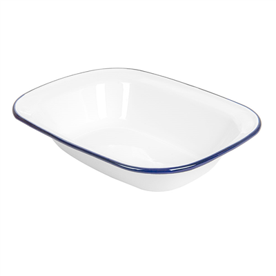 BOLS RECTANGULAIRES 'ENAMELWARE' 980 ML 26x19x5,5 CM BLANC ACIER ÉMAILLÉ (6 UNITÉ)