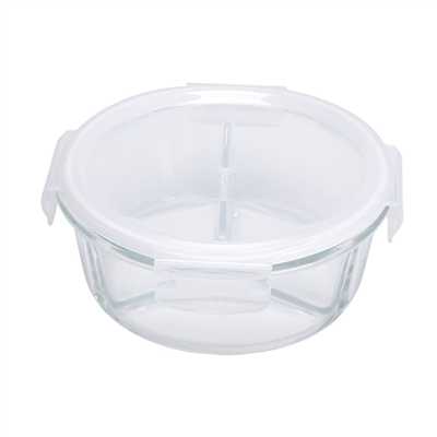 RÉCIPIENTS AVEC COUVERCLE 3 COMPARTIMENTS 'WAKI GLASS' 950 ML  Ø17,2/6,6x7,5CM TRANSPARENT VERRE (6 UNITÉ)