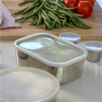RÉCIPIENT AVEC COUVERCLE 'ARTINOX' 1300 ML 18x13x6 CM ARGENTE INOX + LDPE (12 UNITÉ) – Image 7