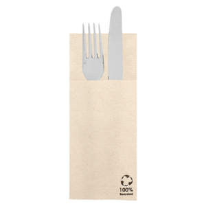 SERVIETTES KANGOUROU 'ECOLABEL - DOUBLE POINT' 19 G/M2 33x40 CM NATUREL OUATE RECYCLÉE (1400 UNITÉ)