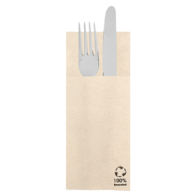 SERVIETTES KANGOUROU 'ECOLABEL - DOUBLE POINT' 19 G/M2 33x40 CM NATUREL OUATE RECYCLÉE (1400 UNITÉ)