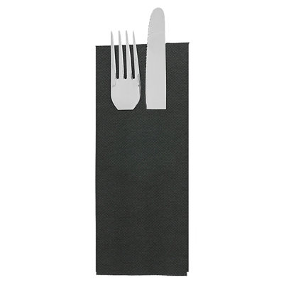 SERVIETTES KANGOUROU 'ECOLABEL - DOUBLE POINT' 18 G/M2 33x40 CM NOIR OUATE (1400 UNITÉ)