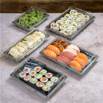 RÉCIPIENTS POUR "SUSHI" 307 ML 18,5x12,9x2 CM ARGENTE RPET (352 UNITÉ) – Image 4