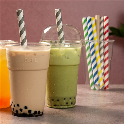 PAILLES DROITES À FRANGES 'BUBBLE TEA' 'PAPER'  Ø1,2x20 CM ASSORTI PAPIER (2400 UNITÉ) – Image 2