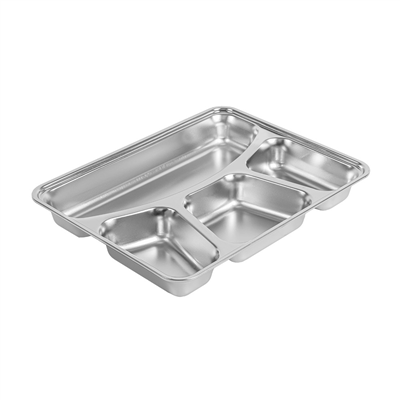 PLATEAU AVEC 4 COMPARTIMENTS + COUVERCLE 'ARTINOX'  28x22x4 CM ARGENTE INOX (6 UNITÉ) – Image 2