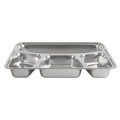 PLATEAU AVEC 4 COMPARTIMENTS + COUVERCLE 'ARTINOX'  28x22x4 CM ARGENTE INOX (6 UNITÉ) – Image 4