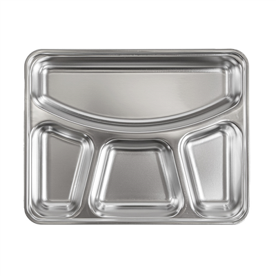 PLATEAU AVEC 4 COMPARTIMENTS + COUVERCLE 'ARTINOX'  28x22x4 CM ARGENTE INOX (6 UNITÉ) – Image 6