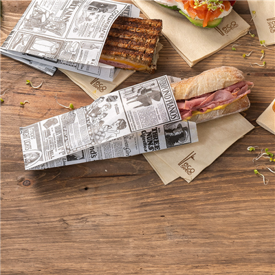 SACS SANDWICHS 'TIMES' 35 G/M2 9+4x22 CM BLANC PARCH.INGRAISSABLE (500 UNITÉ) – Image 2