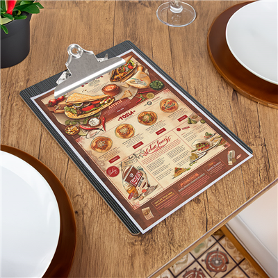 PLANCHE PORTE MENU AVEC PINCE  22,9x31,8x0,4 CM NOIR MDF (12 UNITÉ) – Image 6
