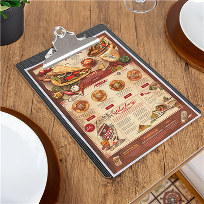 PLANCHE PORTE MENU AVEC PINCE  22,9x31,8x0,4 CM NOIR MDF (12 UNITÉ) – Image 7