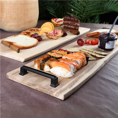 PLANCHE PRÉSENTATION RECTANGULAIRE AVEC ANSES  (35-45)x(20-24)x1,6 CM NATUREL BOIS (12 UNITÉ) – Image 2