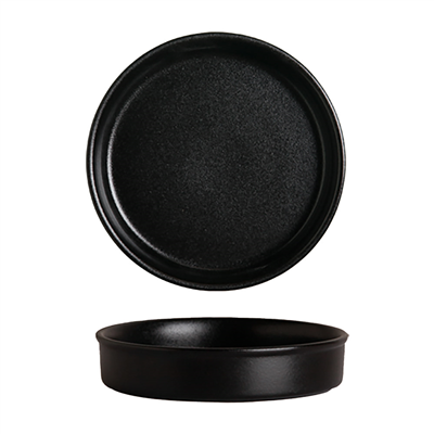 RÉCIPIENTS RONDS 'SLATE' 'AKALA'  Ø 18x3,8 CM NOIR PORCELAINE (6 UNITÉ)