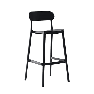 TABOURET HAUT AVEC DOSSIER 'SUPRA-TEK'  52x46x102 CM NOIR PP (4 UNITÉ)