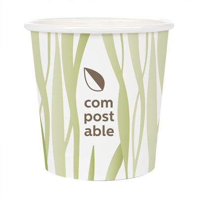 GOBELETS BOISSONS FROIDES CHAUDES 1P 'COMPOSTABLE GRASS' 120 ML - 4 oz 230 G/M2 Ø6,3/4,5x6 CM BLANC CARTON (1000 UNITÉ)