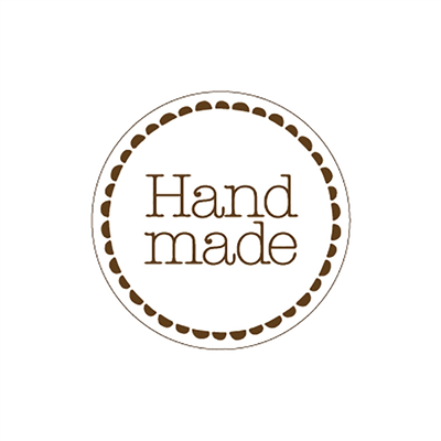 1000 U. ÉTIQUETTES ADHÉSIVES "HAND MADE"  Ø 4 CM BLANC ADHESIF (1 UNITÉ)