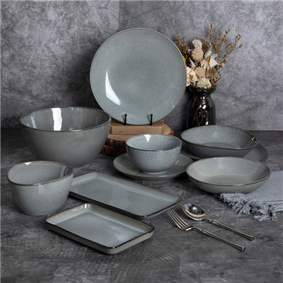 ASSIETTES 'AKALA'  Ø27x17,7x3,4 CM GRIS VERDÂTRE STONEWARE (6 UNITÉ) – Image 4
