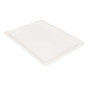 PLATEAUX PÂTISSERIE - MOYENS  340 G/M2 25x17,5 CM BLANC CARTON (250 UNITÉ)